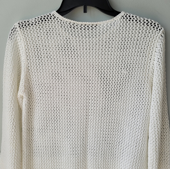 Vintage Ivory Loose Open Knit Mesh Netted See Through Sweater Top Sz Small - Picture 9 of 14